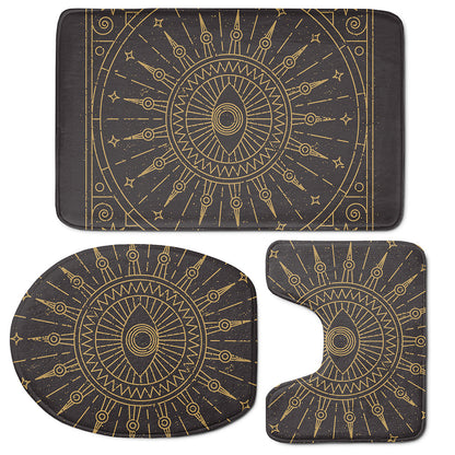 Sun All Seeing Eye Print 3 Piece Bath Mat Set