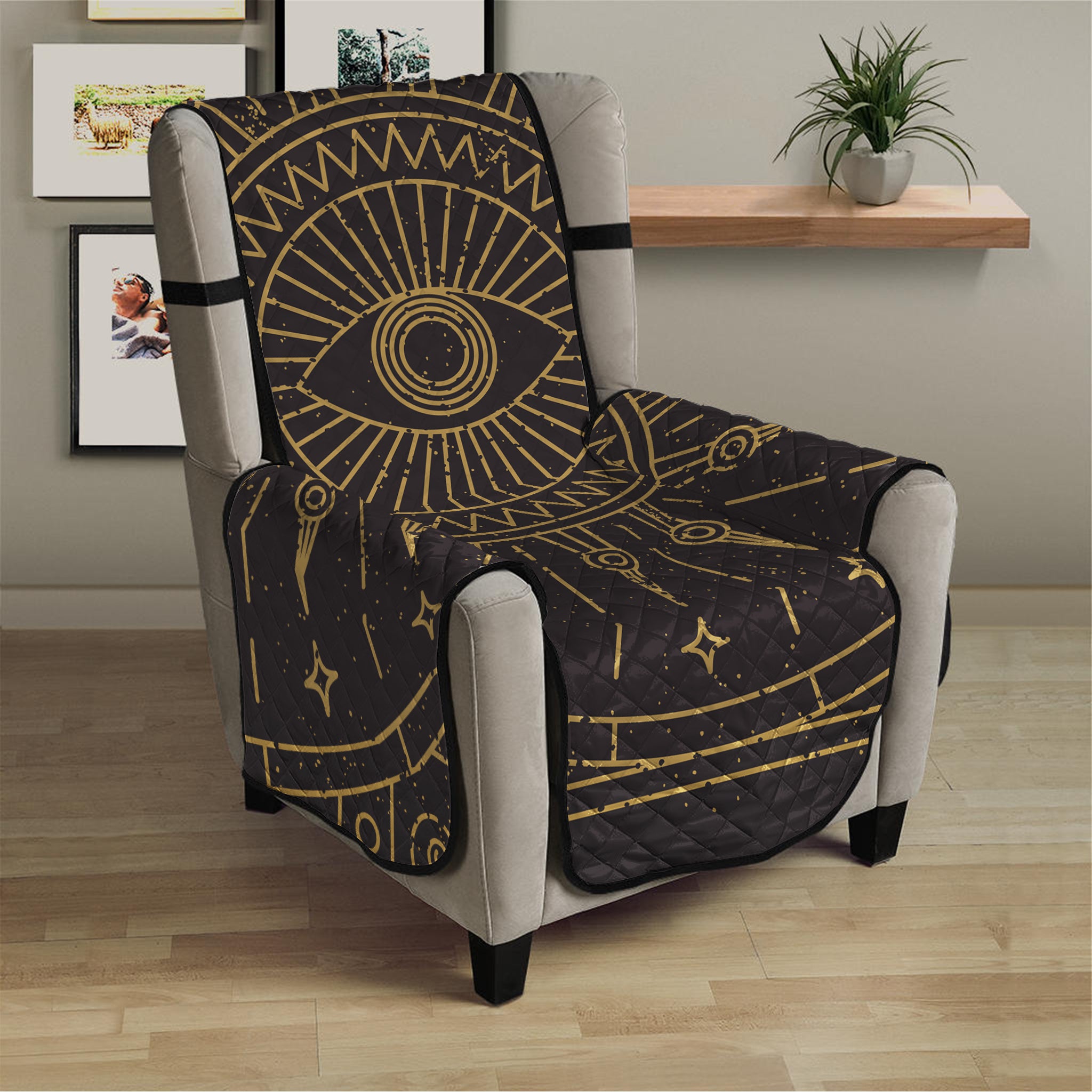 Sun All Seeing Eye Print Armchair Protector