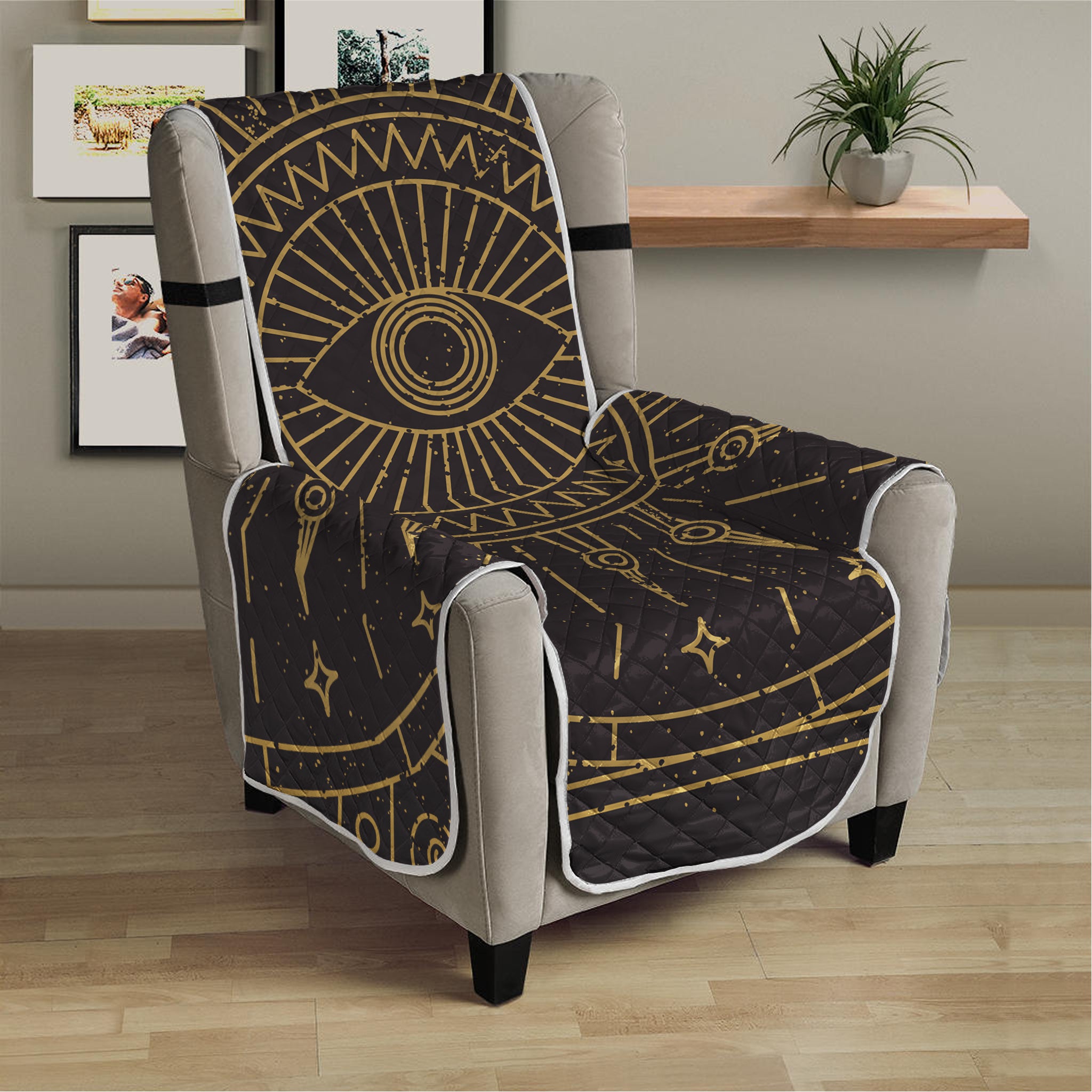 Sun All Seeing Eye Print Armchair Protector