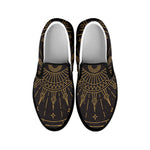 Sun All Seeing Eye Print Black Slip On Shoes