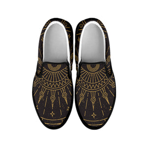 Sun All Seeing Eye Print Black Slip On Shoes