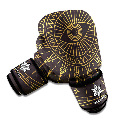 Sun All Seeing Eye Print Boxing Gloves