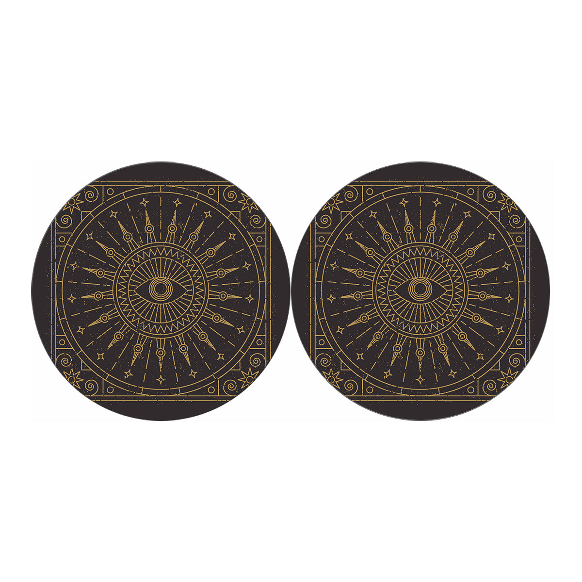 Sun All Seeing Eye Print Car Coasters