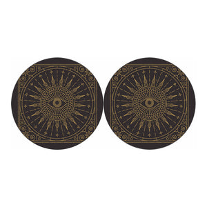 Sun All Seeing Eye Print Car Coasters