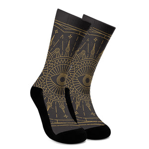 Sun All Seeing Eye Print Crew Socks