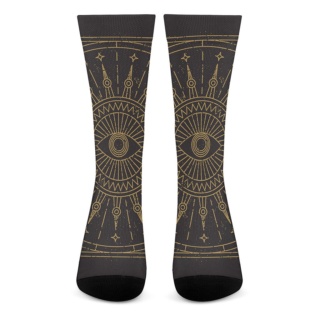 Sun All Seeing Eye Print Crew Socks