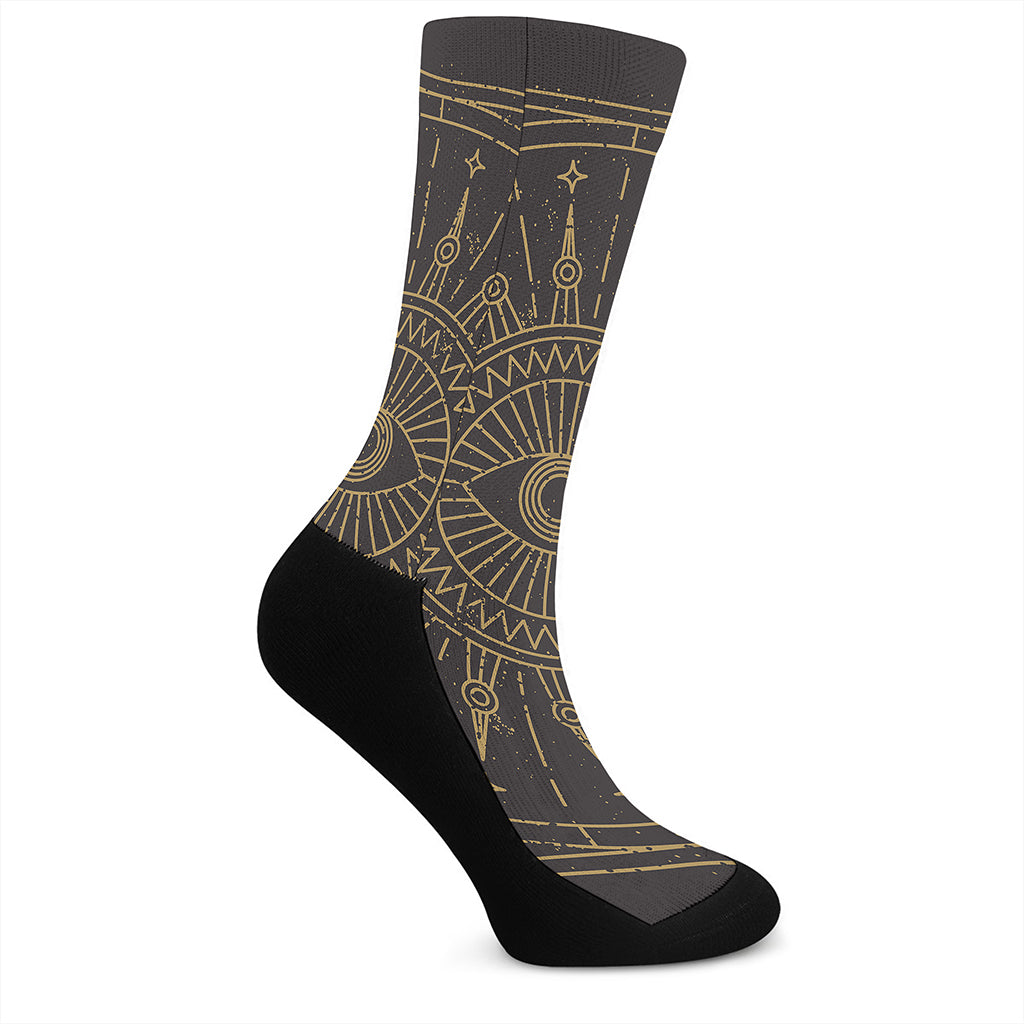 Sun All Seeing Eye Print Crew Socks