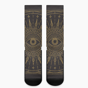 Sun All Seeing Eye Print Crew Socks