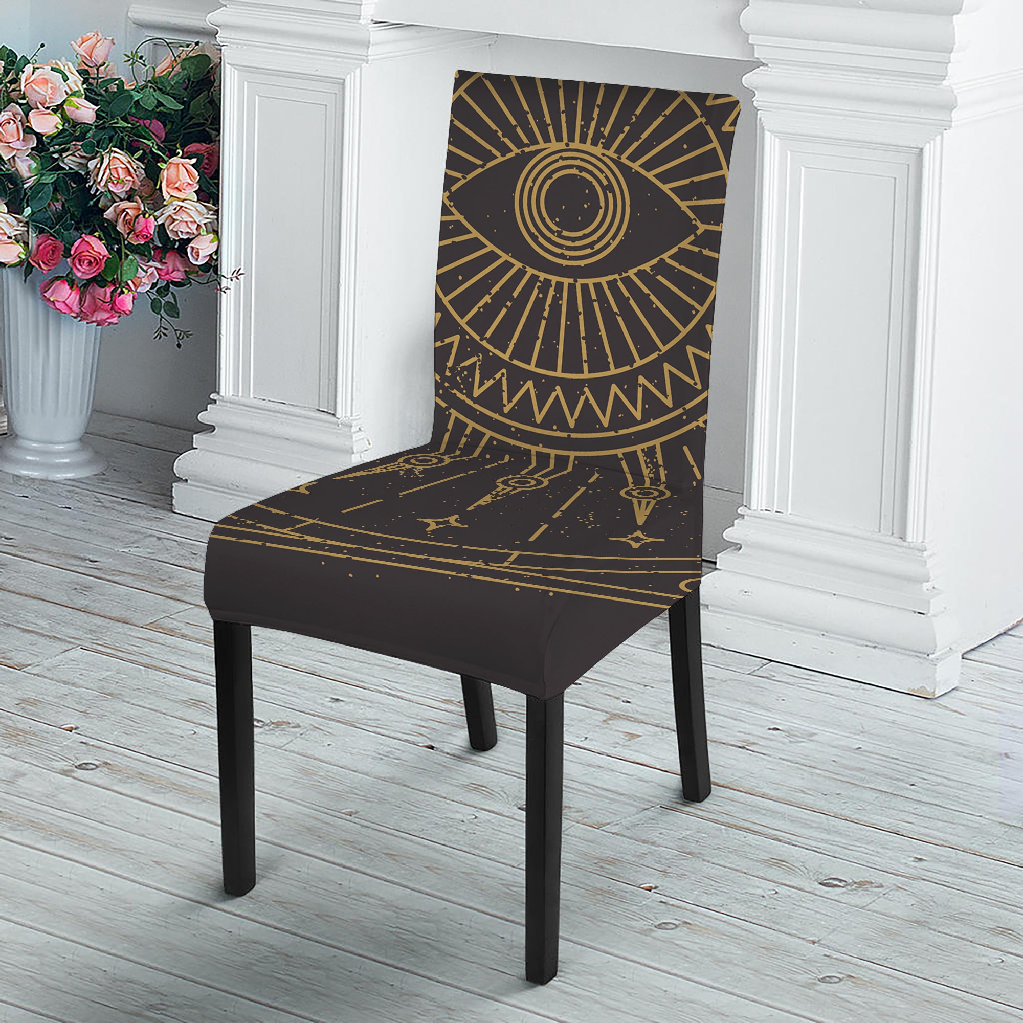 Sun All Seeing Eye Print Dining Chair Slipcover