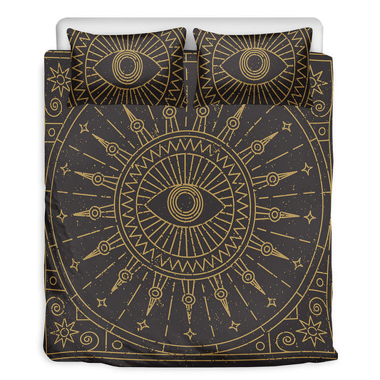 Sun All Seeing Eye Print Duvet Cover Bedding Set