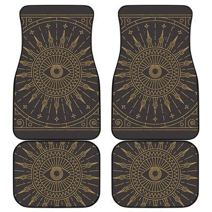 Sun All Seeing Eye Print Front and Back Car Floor Mats