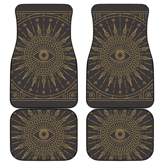 Sun All Seeing Eye Print Front and Back Car Floor Mats