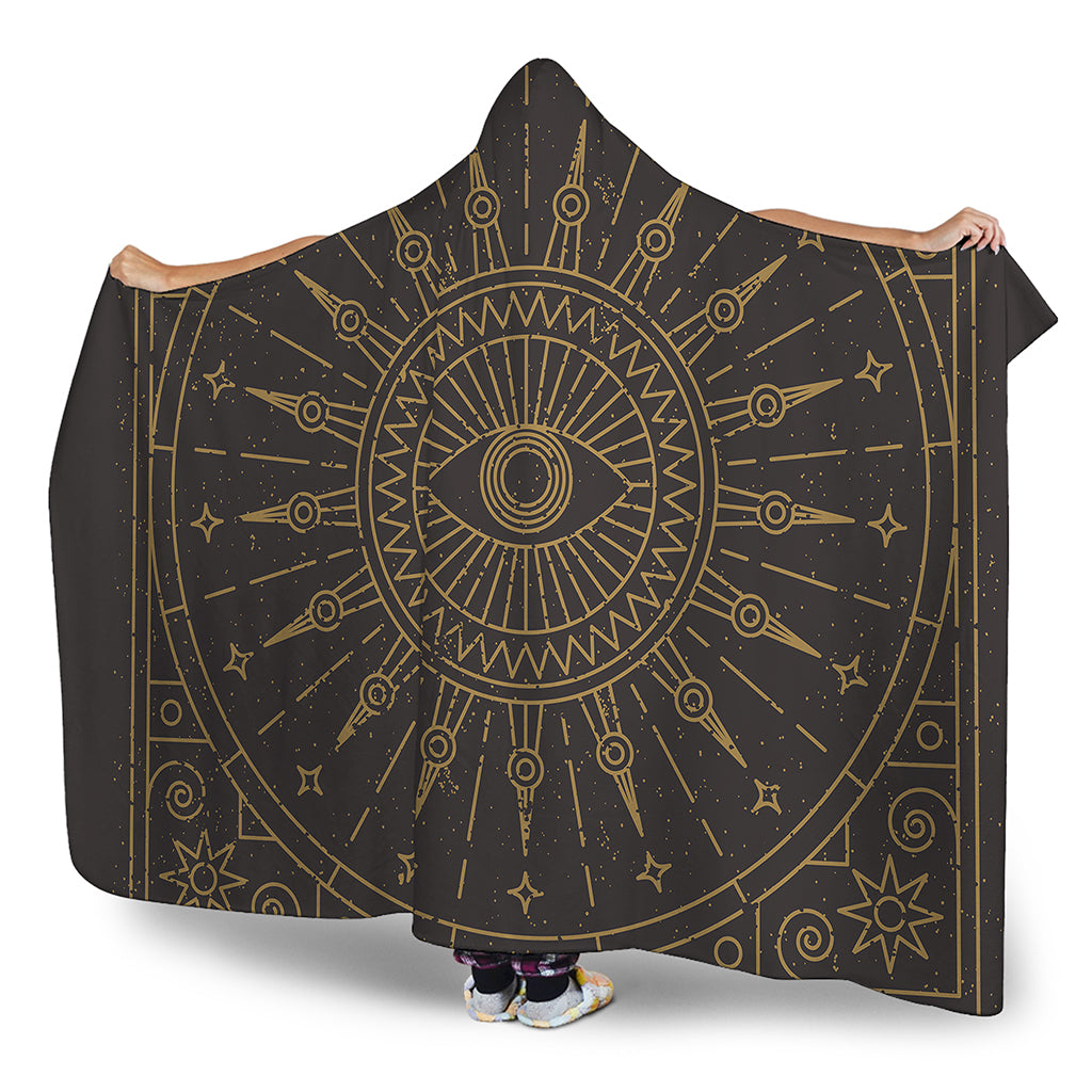 Sun All Seeing Eye Print Hooded Blanket