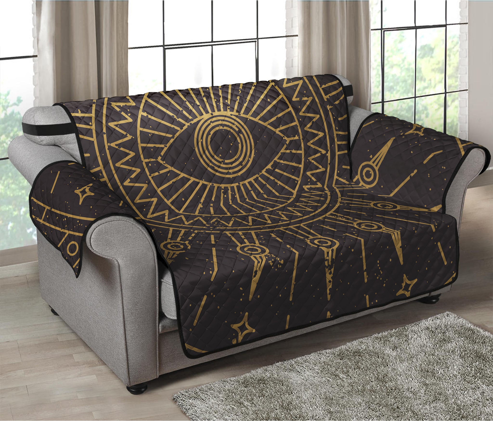 Sun All Seeing Eye Print Loveseat Protector