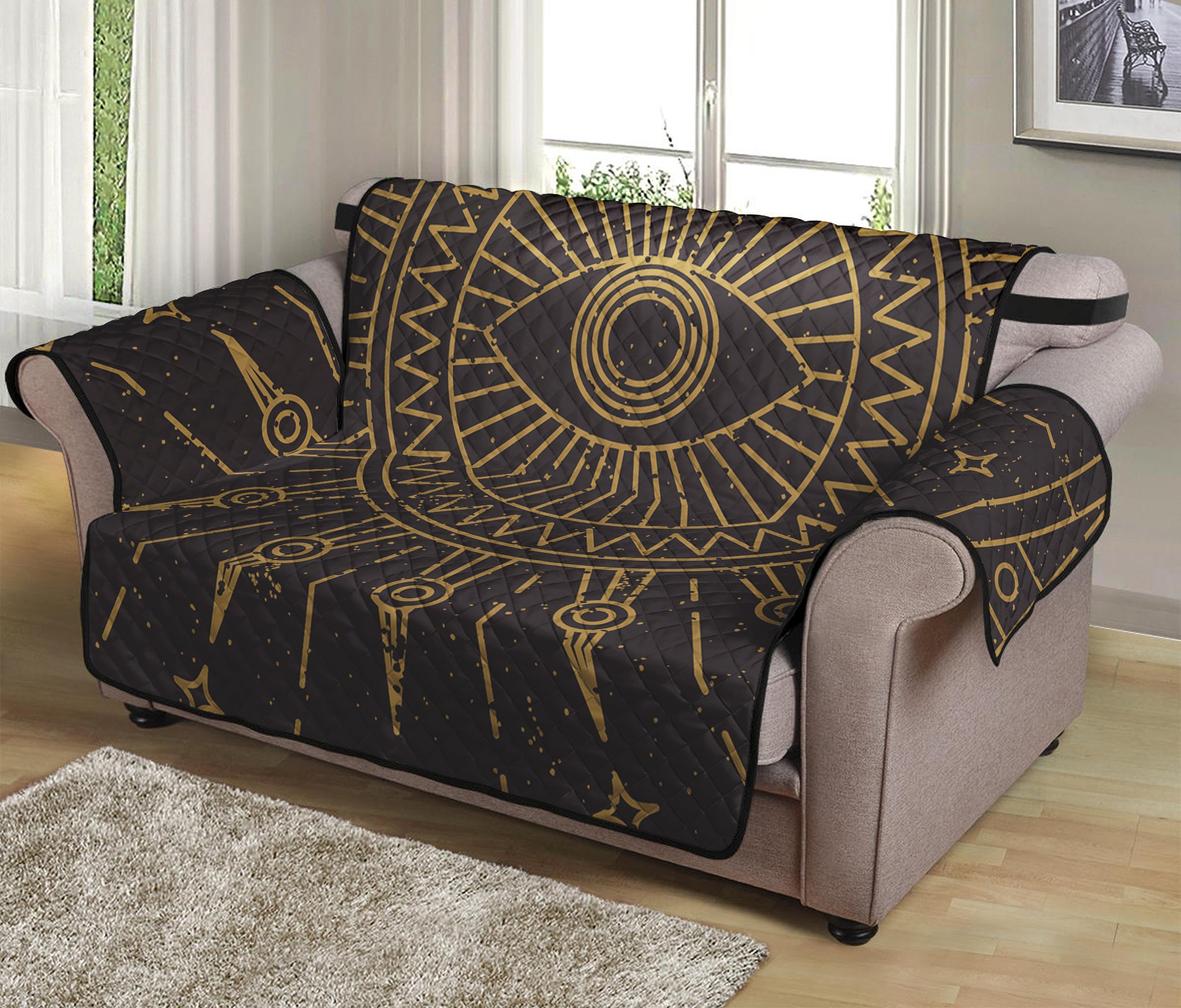 Sun All Seeing Eye Print Loveseat Protector