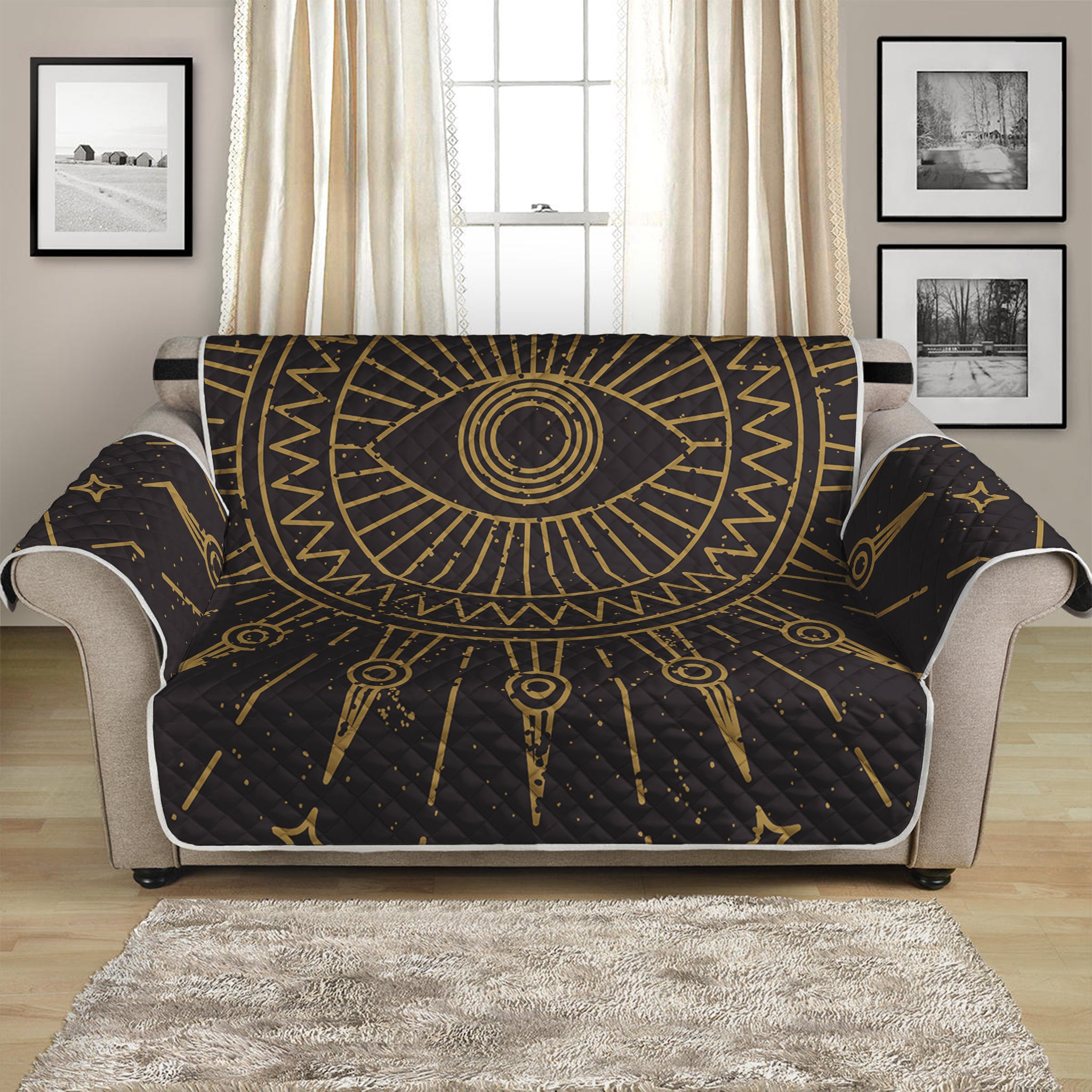 Sun All Seeing Eye Print Loveseat Protector