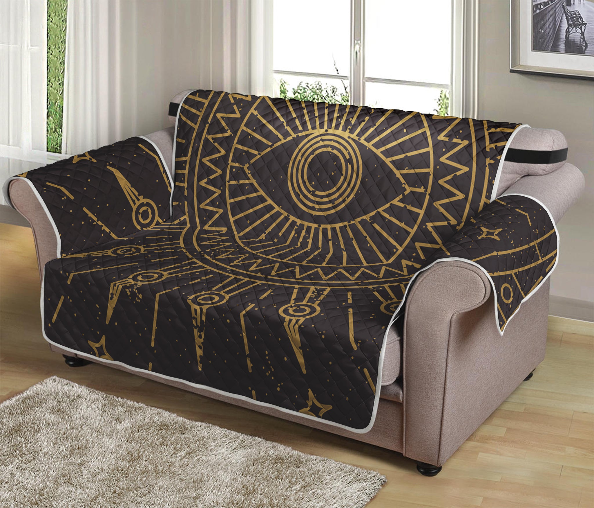 Sun All Seeing Eye Print Loveseat Protector