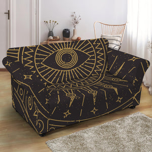 Sun All Seeing Eye Print Loveseat Slipcover