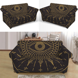 Sun All Seeing Eye Print Loveseat Slipcover