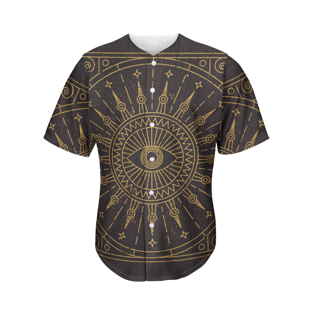 Sun All Seeing Eye Print Men's Baseball Jersey