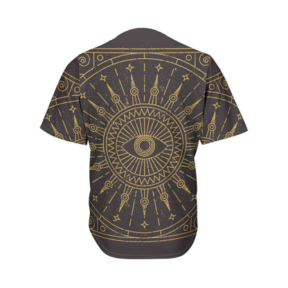 Sun All Seeing Eye Print Men's Baseball Jersey