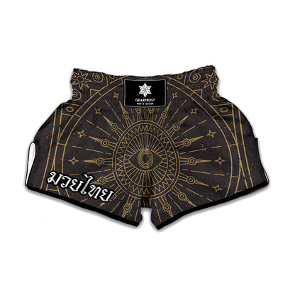 Sun All Seeing Eye Print Muay Thai Boxing Shorts