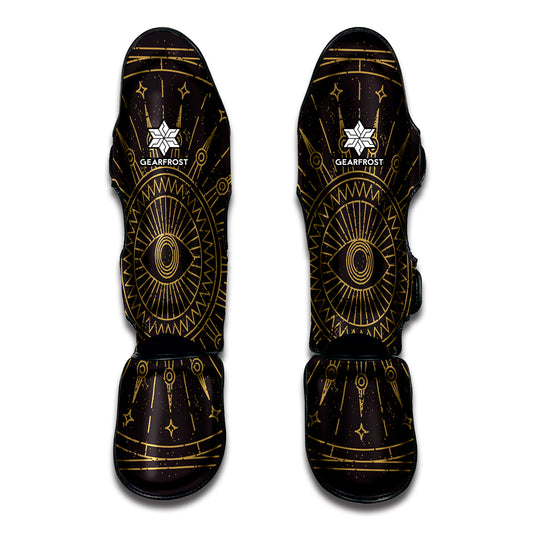 Sun All Seeing Eye Print Muay Thai Shin Guard