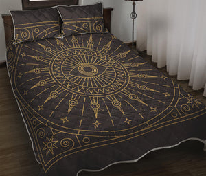 Sun All Seeing Eye Print Quilt Bed Set