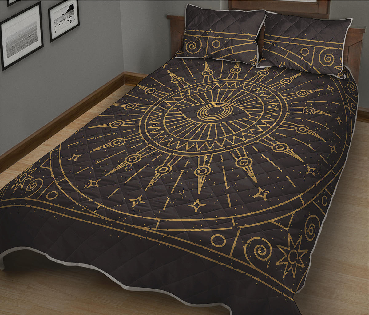 Sun All Seeing Eye Print Quilt Bed Set