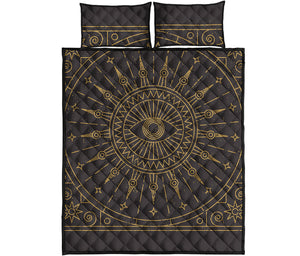 Sun All Seeing Eye Print Quilt Bed Set