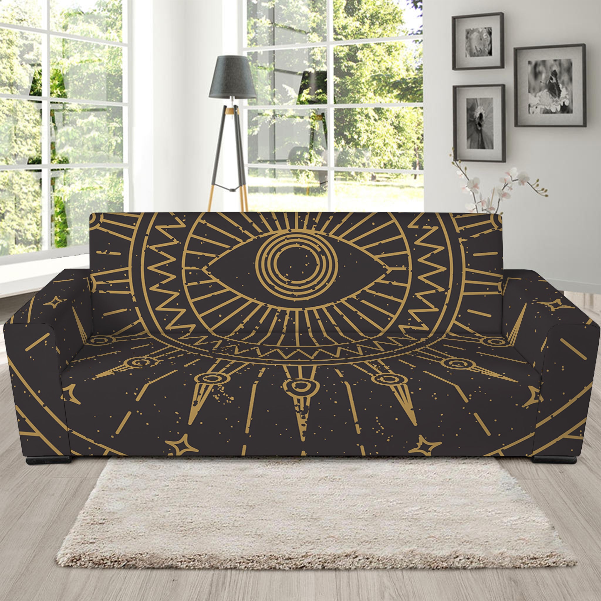 Sun All Seeing Eye Print Sofa Slipcover