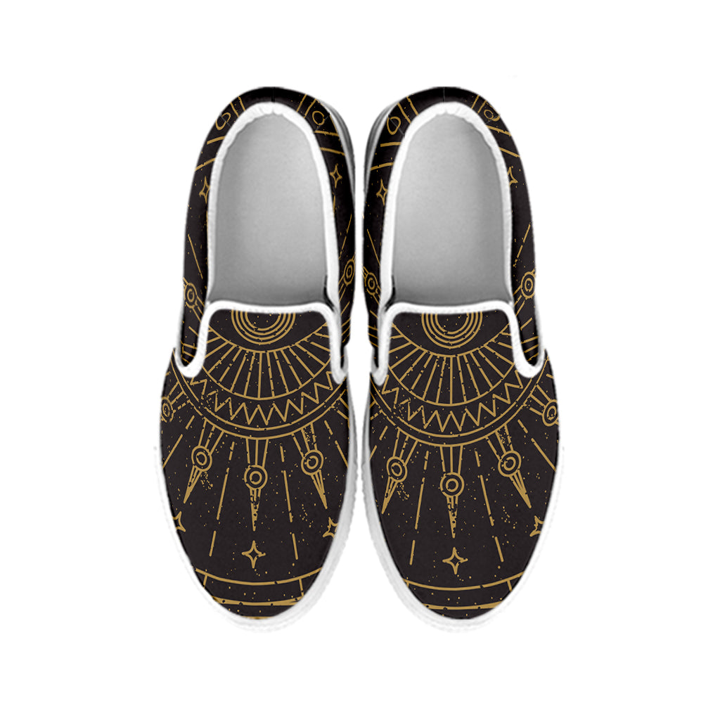 Sun All Seeing Eye Print White Slip On Shoes