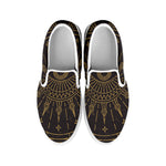 Sun All Seeing Eye Print White Slip On Shoes