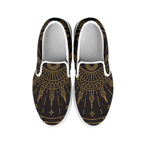 Sun All Seeing Eye Print White Slip On Shoes