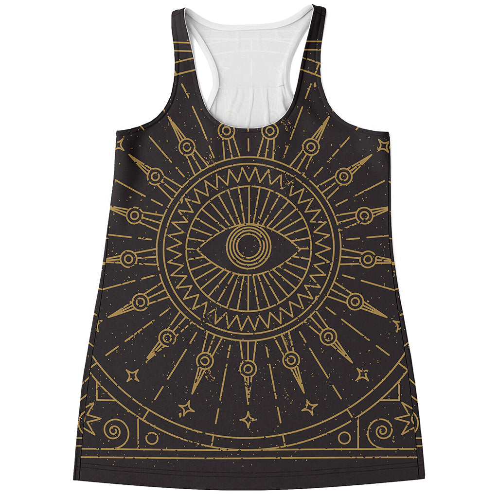 Sun All Seeing Eye Print Women's Racerback Tank Top