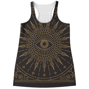 Sun All Seeing Eye Print Women's Racerback Tank Top