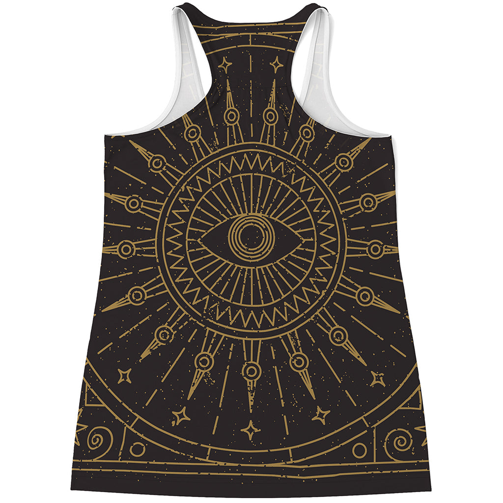 Sun All Seeing Eye Print Women's Racerback Tank Top