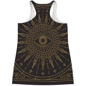 Sun All Seeing Eye Print Women's Racerback Tank Top