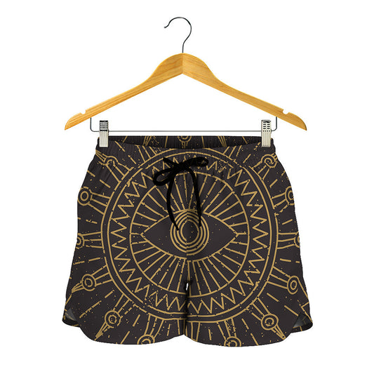 Sun All Seeing Eye Print Women's Shorts
