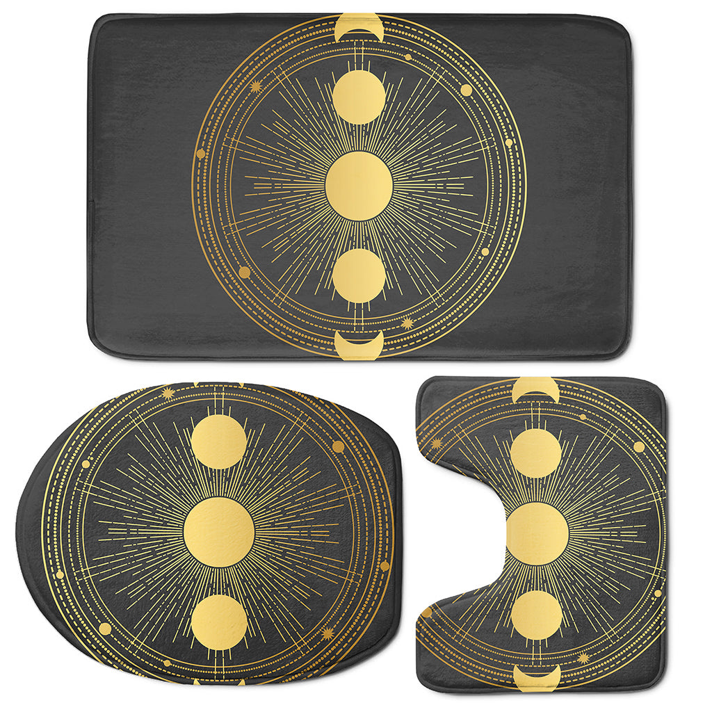 Sun And Moon Phase Print 3 Piece Bath Mat Set