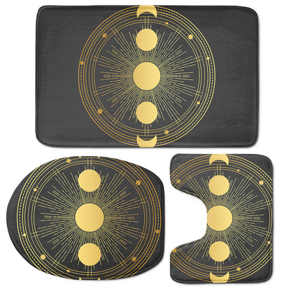 Sun And Moon Phase Print 3 Piece Bath Mat Set
