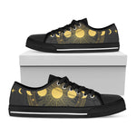 Sun And Moon Phase Print Black Low Top Shoes 