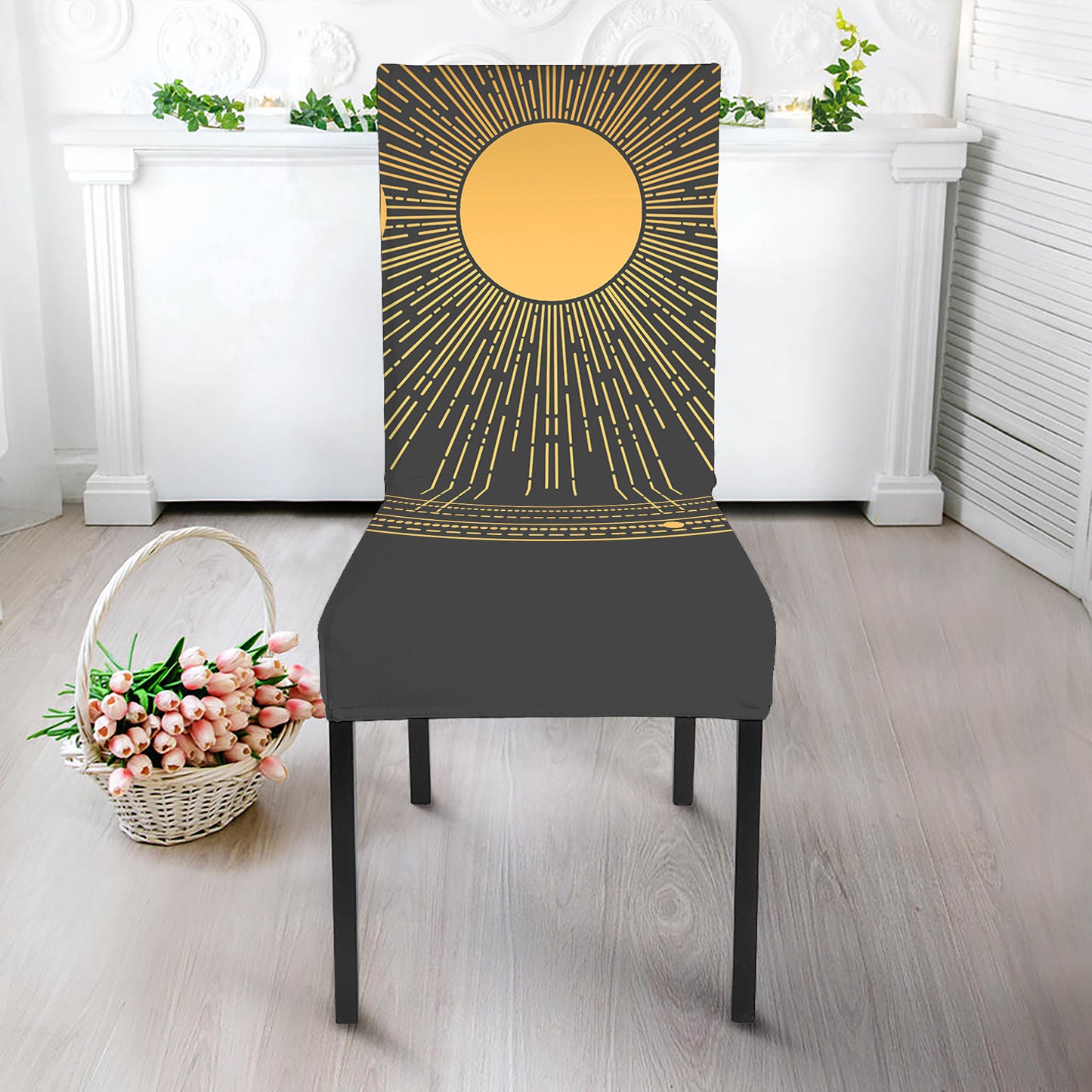 Sun And Moon Phase Print Dining Chair Slipcover