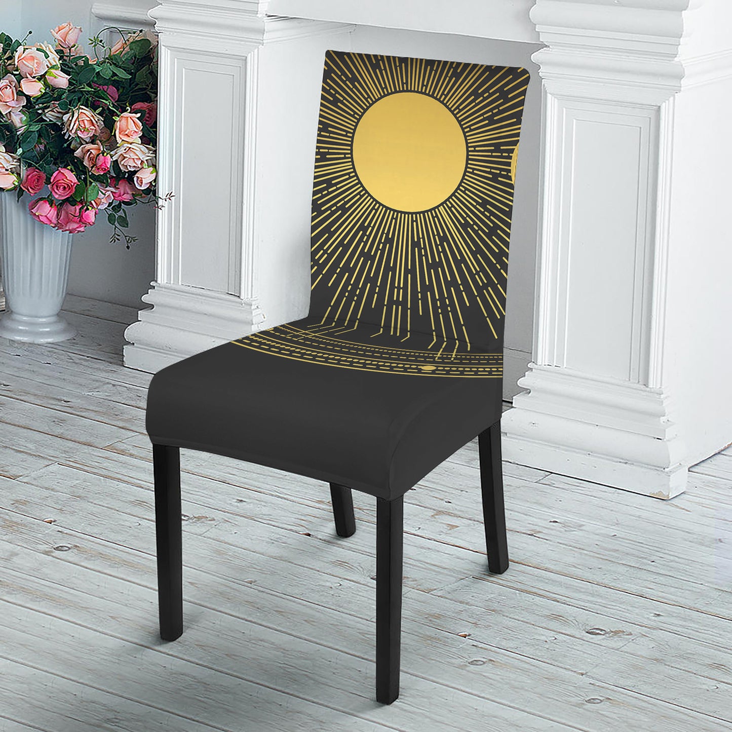 Sun And Moon Phase Print Dining Chair Slipcover