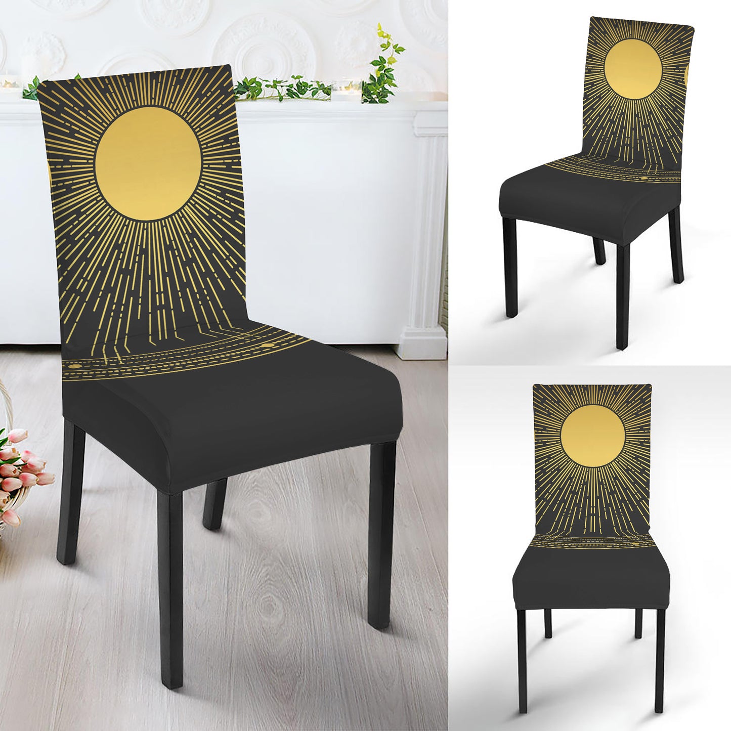 Sun And Moon Phase Print Dining Chair Slipcover