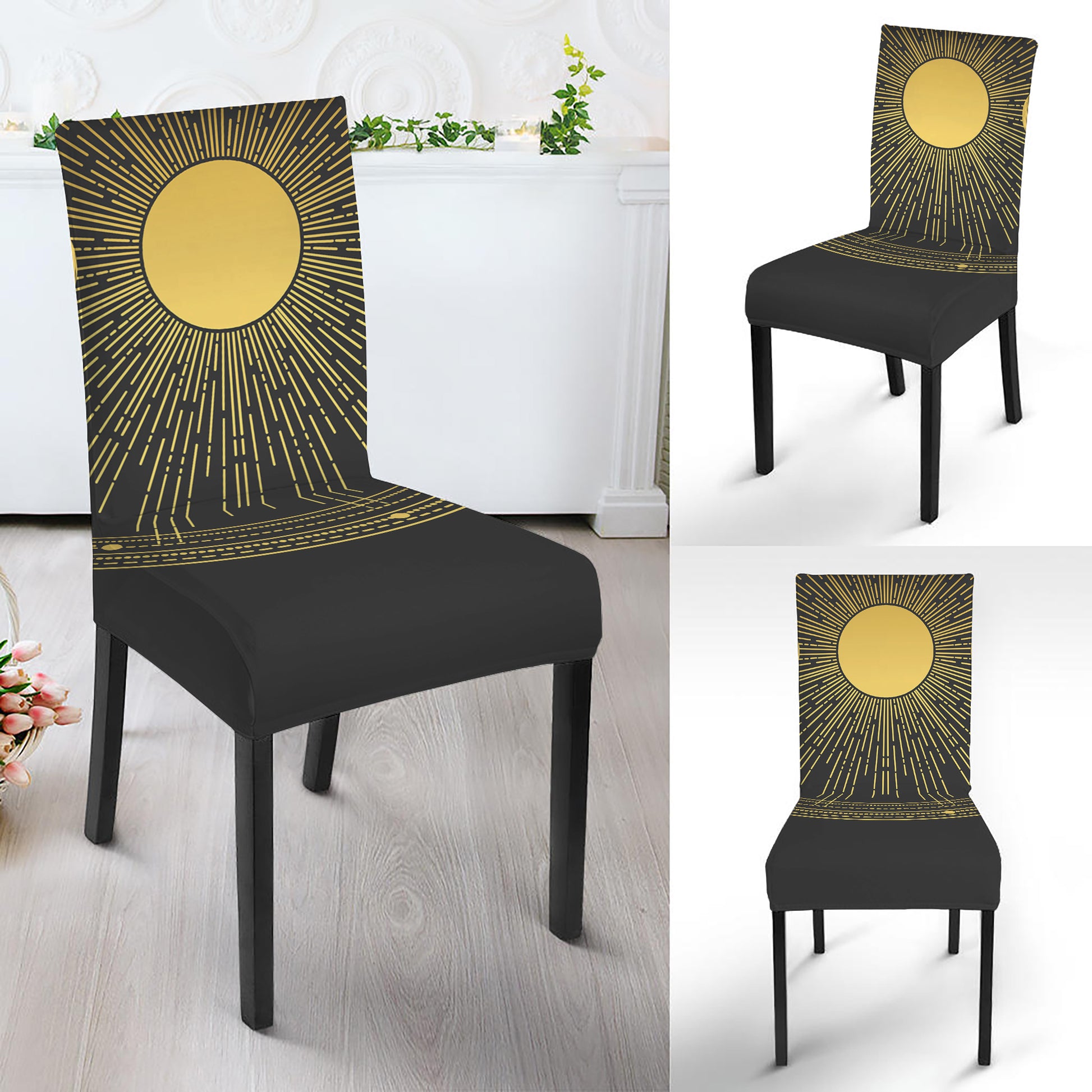 Sun And Moon Phase Print Dining Chair Slipcover