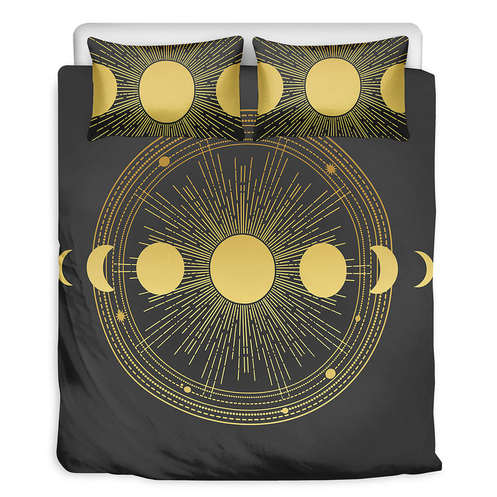 Sun And Moon Phase Print Duvet Cover Bedding Set