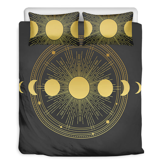 Sun And Moon Phase Print Duvet Cover Bedding Set