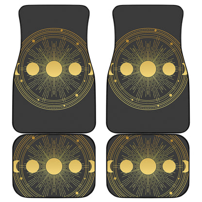 Sun And Moon Phase Print Front and Back Car Floor Mats