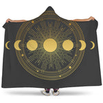 Sun And Moon Phase Print Hooded Blanket
